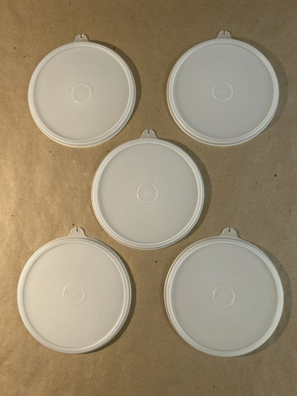 Lot of 5 Vintage Tupperware Replacement Lids 227-Sheer- 6.5"